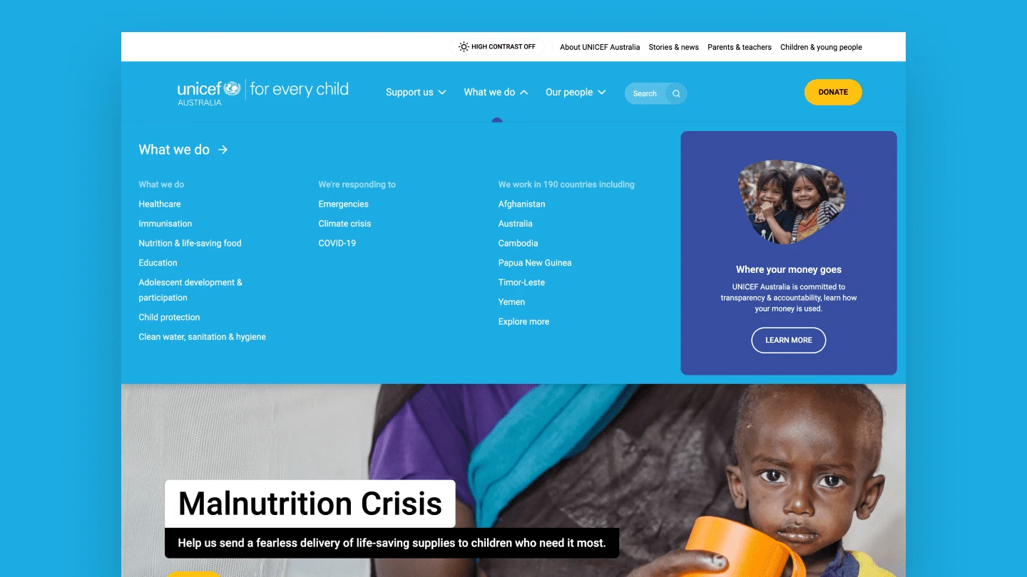 UNICEF Australia · Design showcase