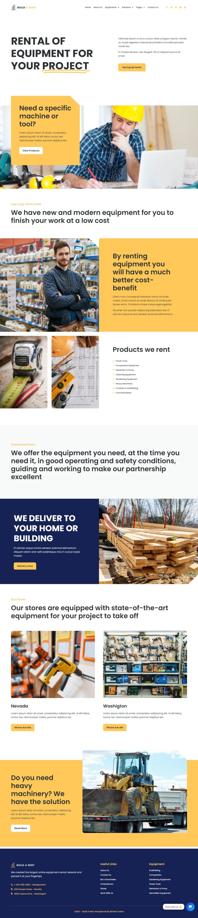 Build a Rent- Construction Equipment Rental Elementor Template Kit — 首页