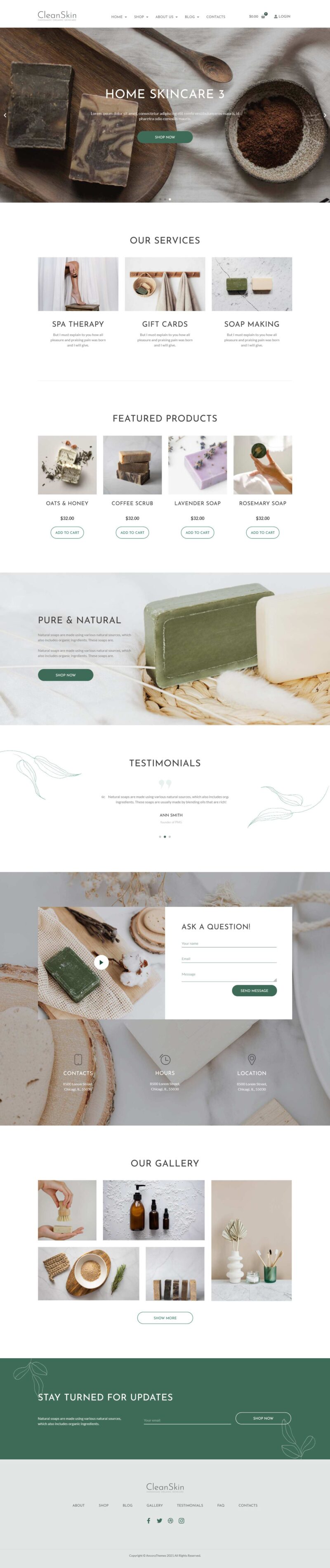 CleanSkin | Handmade Organic Soap & Natural Cosmetics Template Kit — 首页