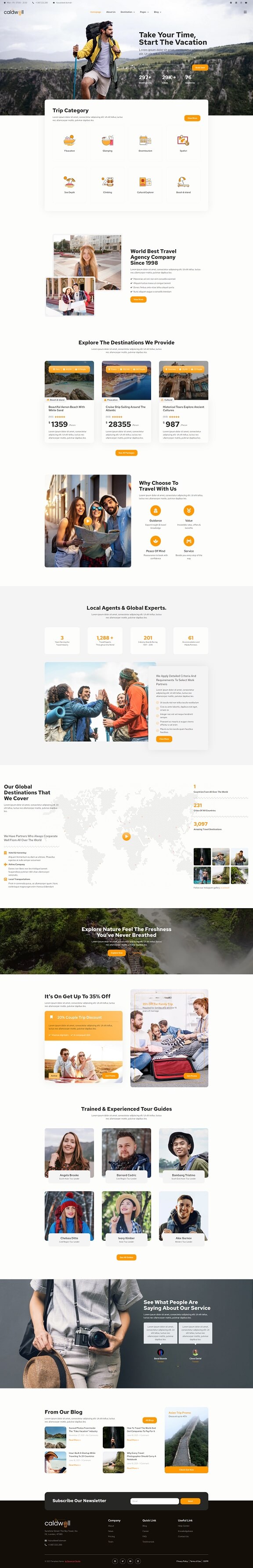 Caldwell Tour & Travel Elementor Template Kit — 首页