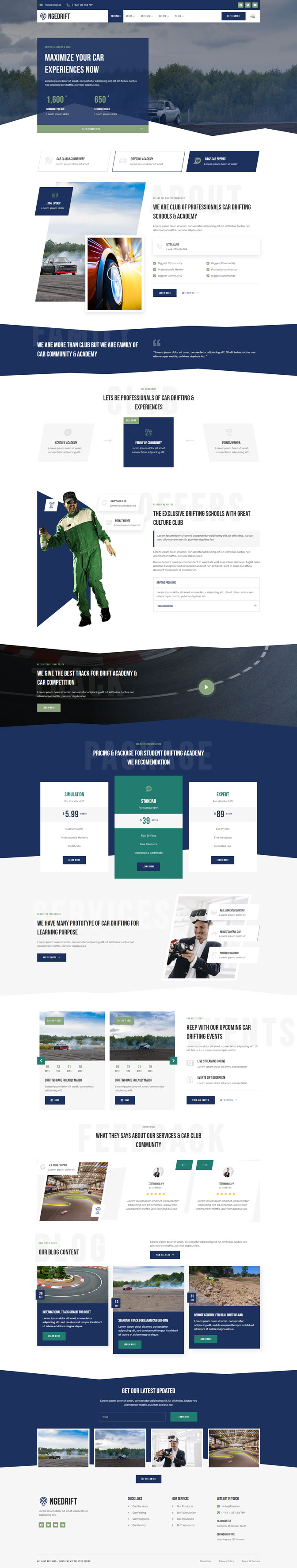 Drifting School Academy & Car Cloub Elementor Template Kit — 首页