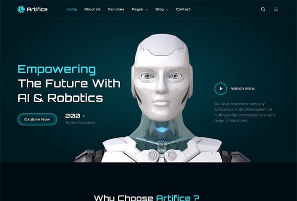 Artifice – AI & Robotics Elementor Template Kit