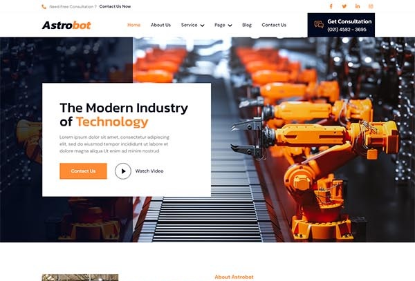 Astrobot – Industrial Robot & Machine Industry Elementor Template Kit