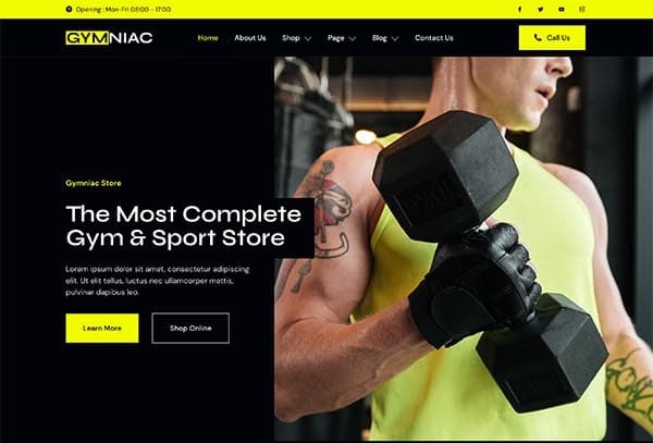 Gymniac - Fitness & Exercise Equipment Store Elementor Template Kit