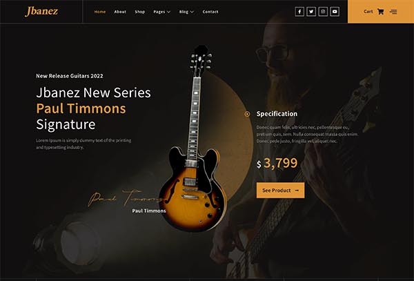 Jbanez – Guitar & Music Equipment Store Elementor Template Kit