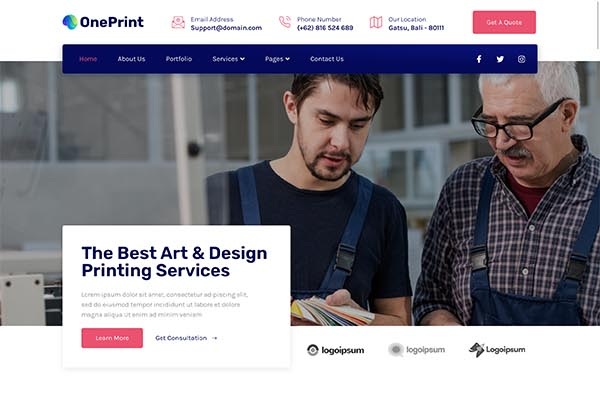 OnePrint – Printing Services Company Elementor Template Kit