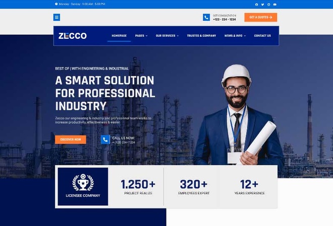 Zecco - Engineering & Industrial Company Elementor Template Kit