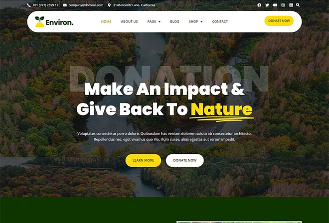 Environ - Environment Charity Elementor Template Kit