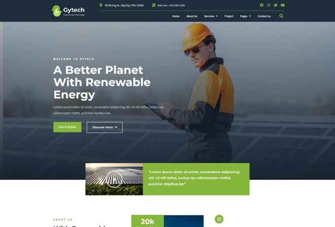 Gytech - Green Energy & Technology Elementor Pro Template Kit