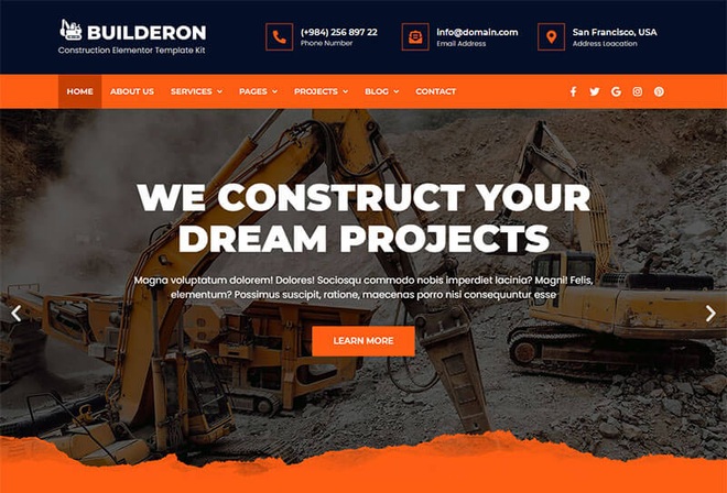 Builderon | Construction Elementor Template Kit