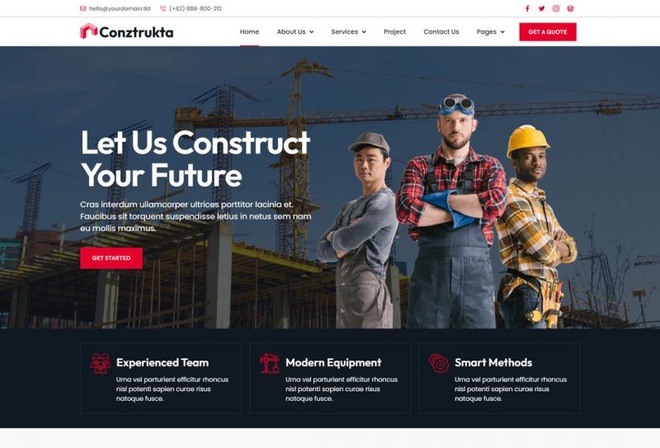 Conztrukta - Template Kit for Construction Company