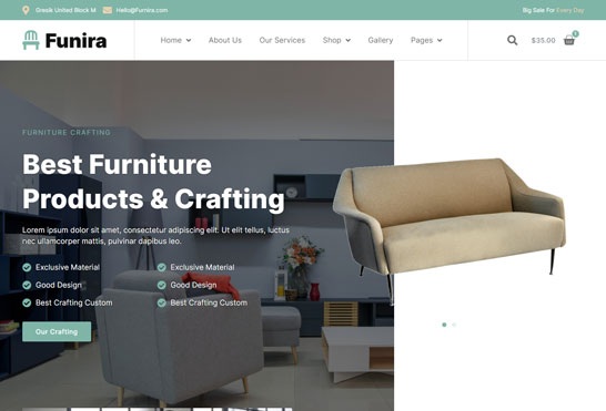 Furnira - Furniture Shop & Custom Craft Elementor Template Kit
