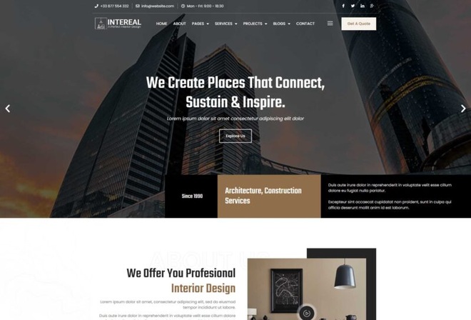 Intereal - Architecture & Interior Design Elementor Pro Template Kit