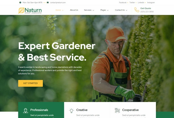 Naturn - Landscape & Gardening Elementor Template Kit