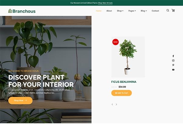 Branchous – Plant & Garden Store Elementor Template Kit