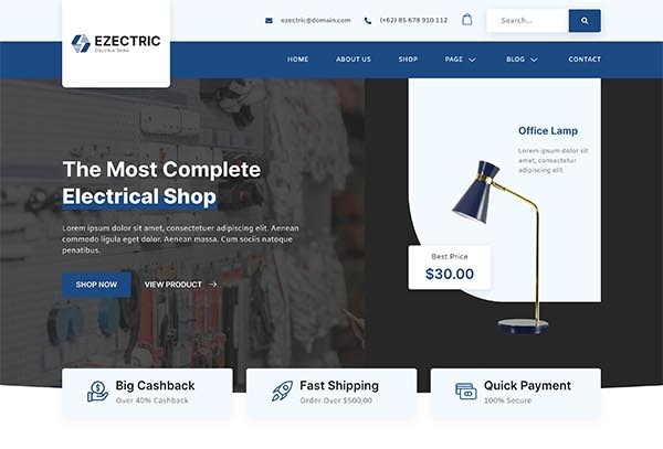 Ezectric – Electrical Supply Store Elementor Template Kit
