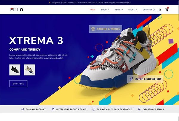 Fillo – Shoes & Sneakers Store WooCommerce Elementor Template Kit