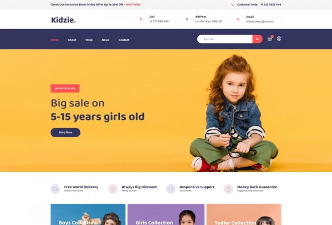 Kidzie - Baby and Kids Woocommerce Elementor Template Kit