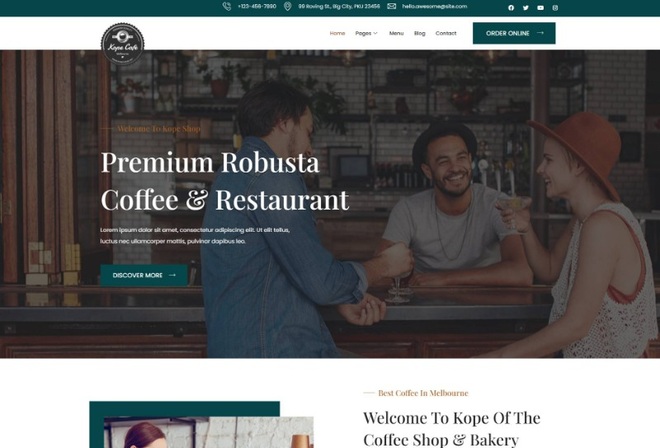 Kope - Coffee Shop Elementor Template Kit