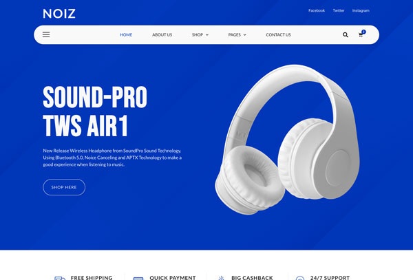 Noiz – Audio Store WooCommerce Elementor Template Kit