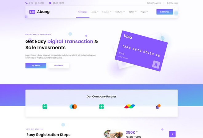 Abang - Digital Bank & Financial Investment Elementor Template Kit