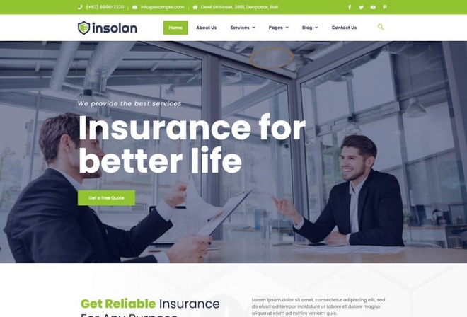 Insolan - Insurance Agency Elementor Template Kit