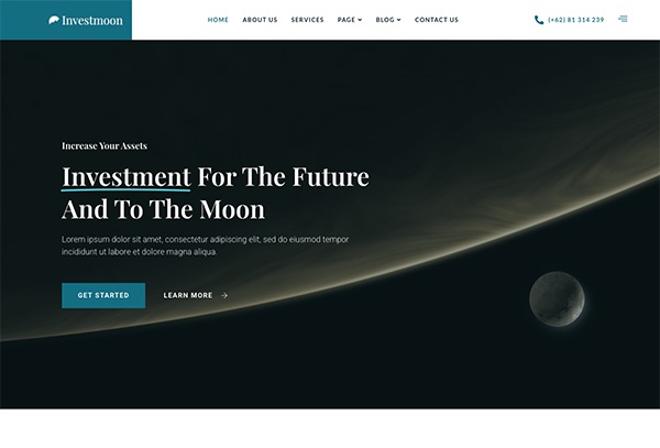 Investmoon – Finance & Investment Manager Elementor Template Kit