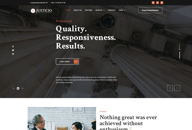 Justicio -Template Kit for law Firm and Attorney