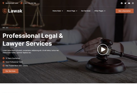 Lawak - Legal & Lawyer Services Elementor Template Kit