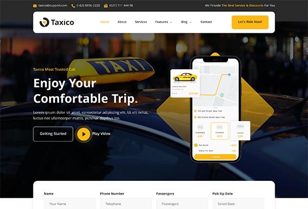 Taxico – Taxi Company & Online Cab Service Elementor Template Kit