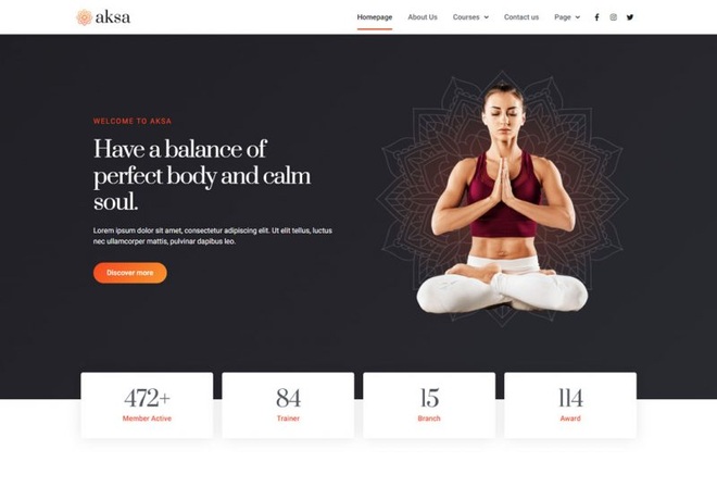 Aksa - Template kit for Yoga Studio