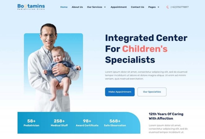 Bootamins - Pediatrician Clinic Elementor Template Kit
