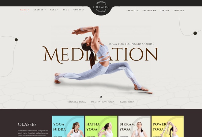 edelweiss - Yoga & Meditation Elementor Template Kit