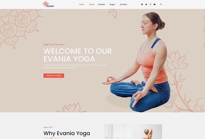 Evania - Elementor Yoga Studio Template Kit