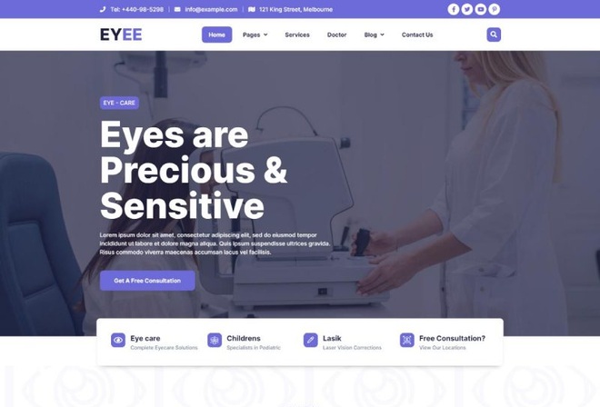 Eyee - Eye Clinic & Hospital Elementor Template Kit