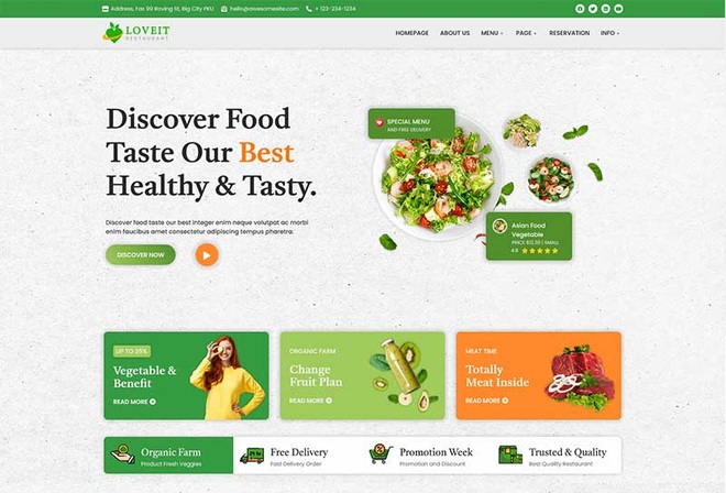 Loveit - Vegan & Healthy Food Restaurant Elementor Template Kit