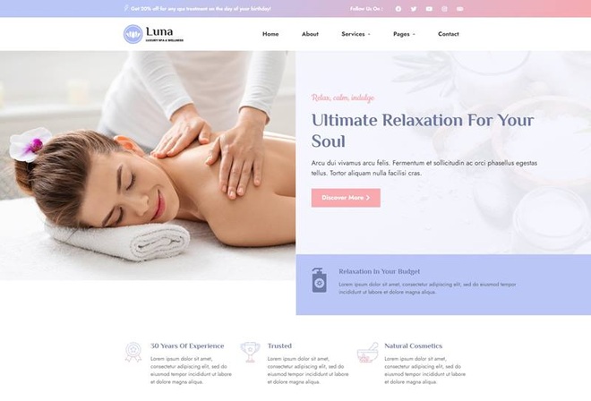 Luna - Spa & Wellness Elementor Template Kit