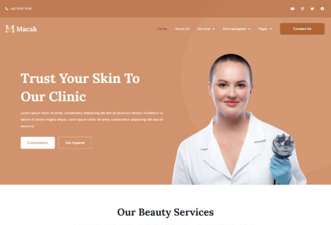 Macak - Dermatology and Skincare Elementor Template Kit