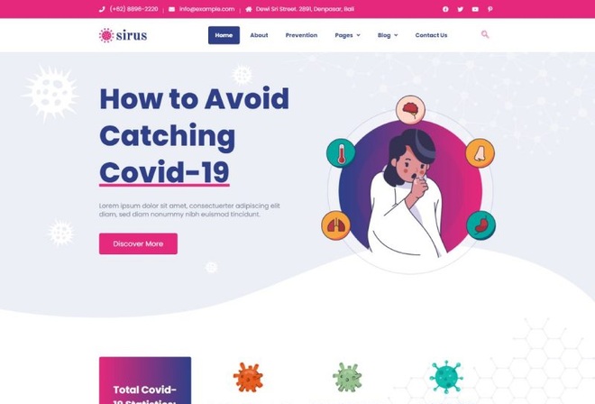 Sirus - Coronavirus (COVID-19) Medical Prevention Elementor Template Kit