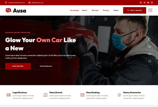 Ausa - Autocar Salon & Detailing Services Elementor Template Kit