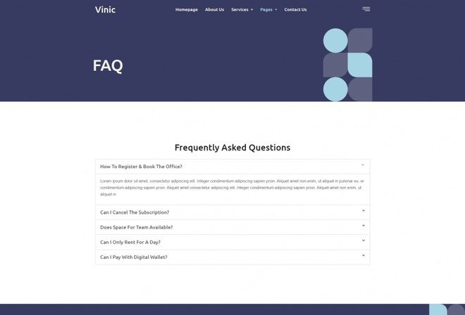 Vinic - Coworking Space Elementor Template