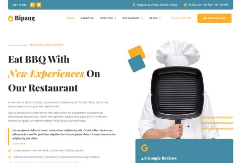 Bipang - BBQ & Grill Restaurant Elementor Template Kit