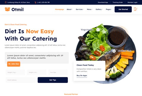 Otmil - Diet & Clean Food Catering Services Elementor Template Kit