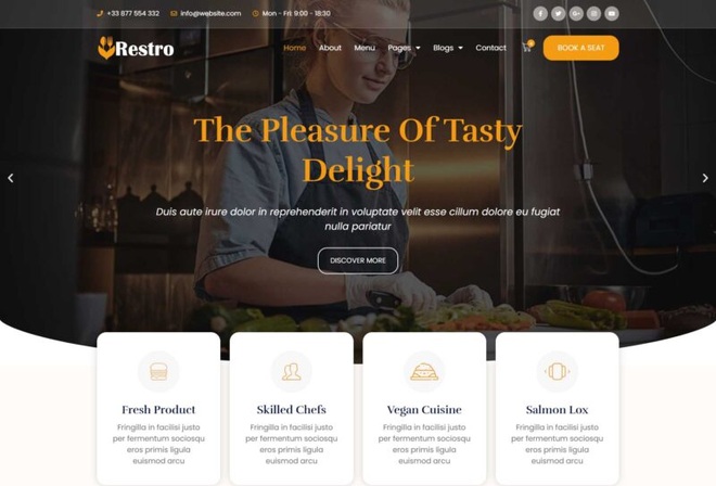 Restro- Restaurant Elementor Template Kit