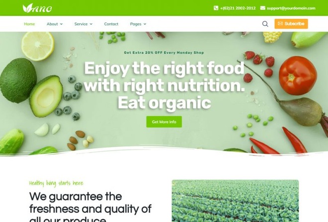 Vano - Template kit for Food Organic
