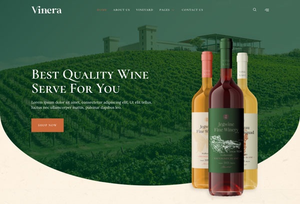 Vinera – Wine and Vineyard Elementor Template Kit