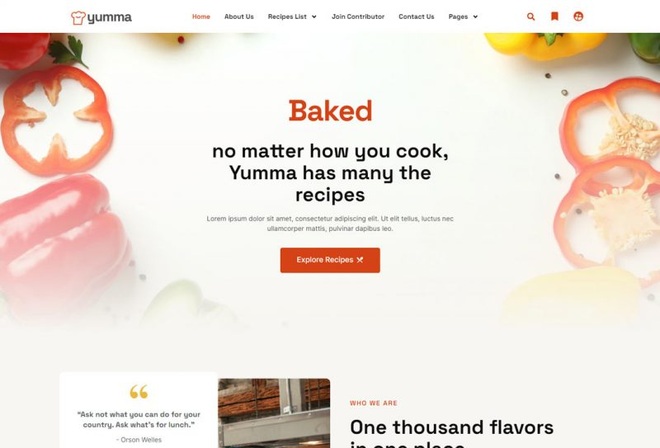 Yumma - Template kit for Recipes Web