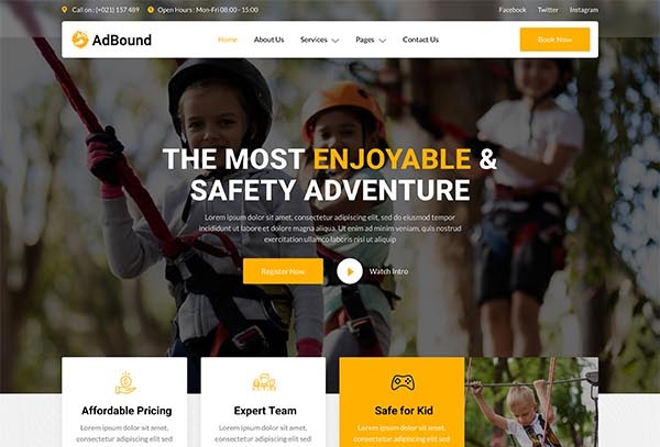 AdBound – Outbound Activity & Adventure Tour Elementor Template Kit