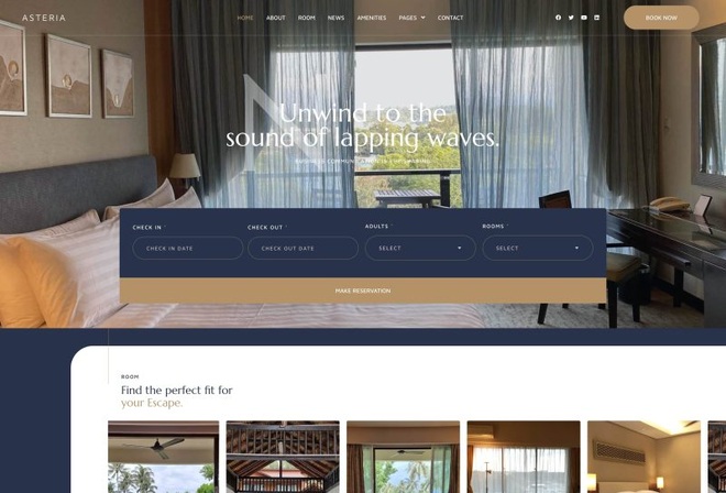 Asteria - Hotel and Resort Envato Elementor Kit