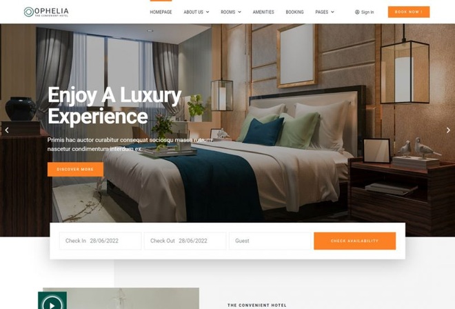 Ophelia - Template Kit for Hotel Booking